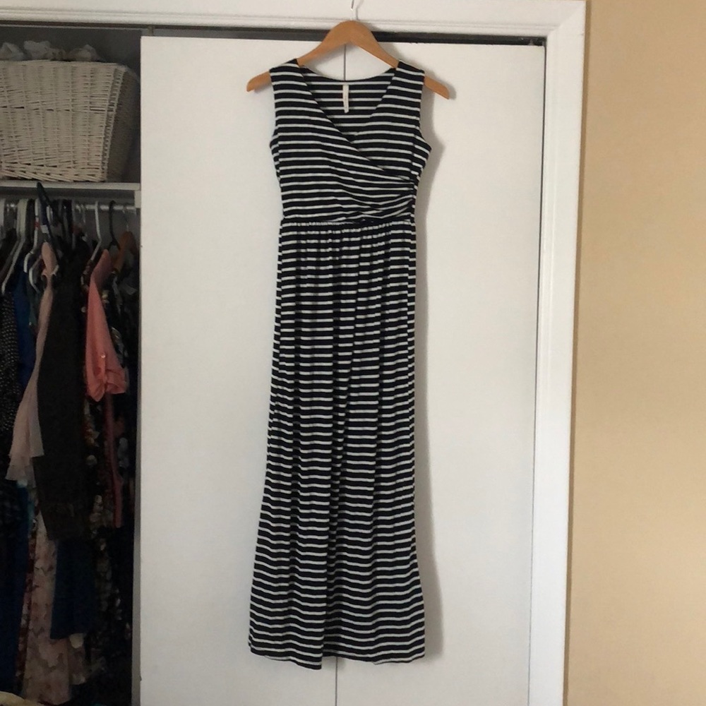 Black and White Striped Gilli Maxi Dress
